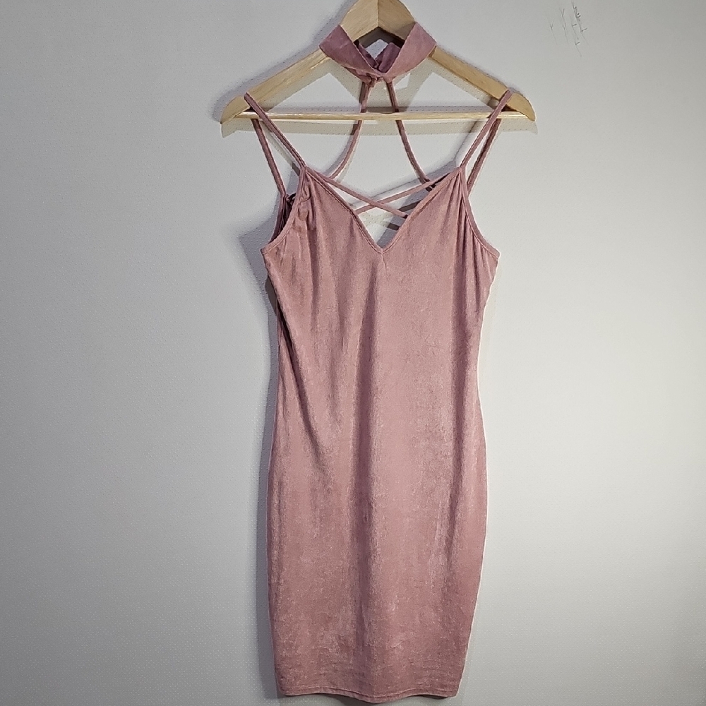 January 7 Blush Pink Velvety Backless Dress